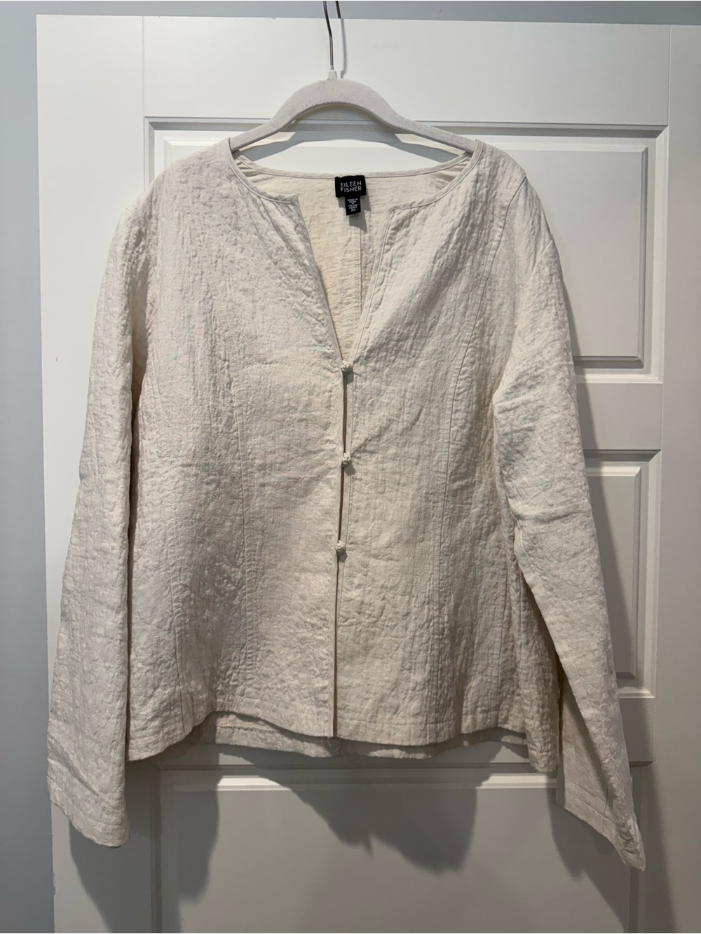 Vintage Eileen Fisher XL Cream Cotton/Linen Quilted Jacket
